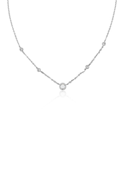 Olivia Opal and Crystal Necklace in rhodium