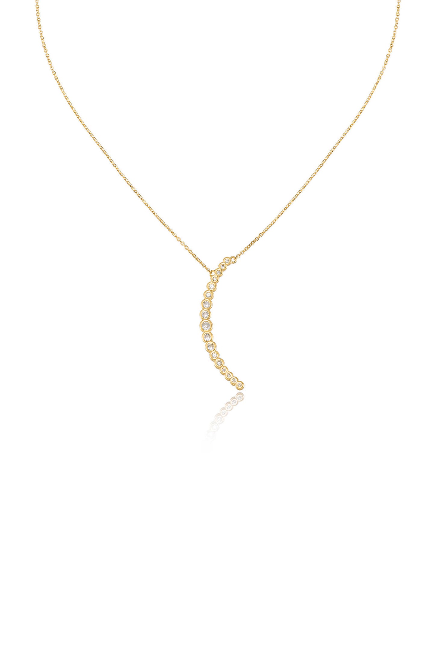 Waning Crystal Crescent Moon 18k Gold Plated Necklace