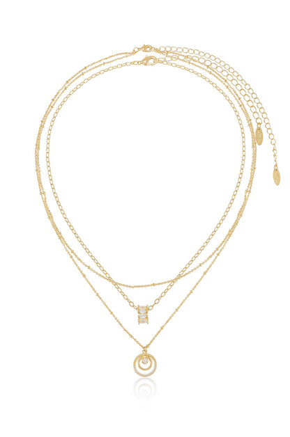 Circles of Crystal Dainty Layered Necklace Set