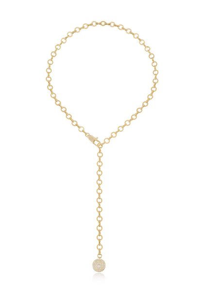 Circle Chain Adjustable 18k Gold Plated Lariat Necklace full