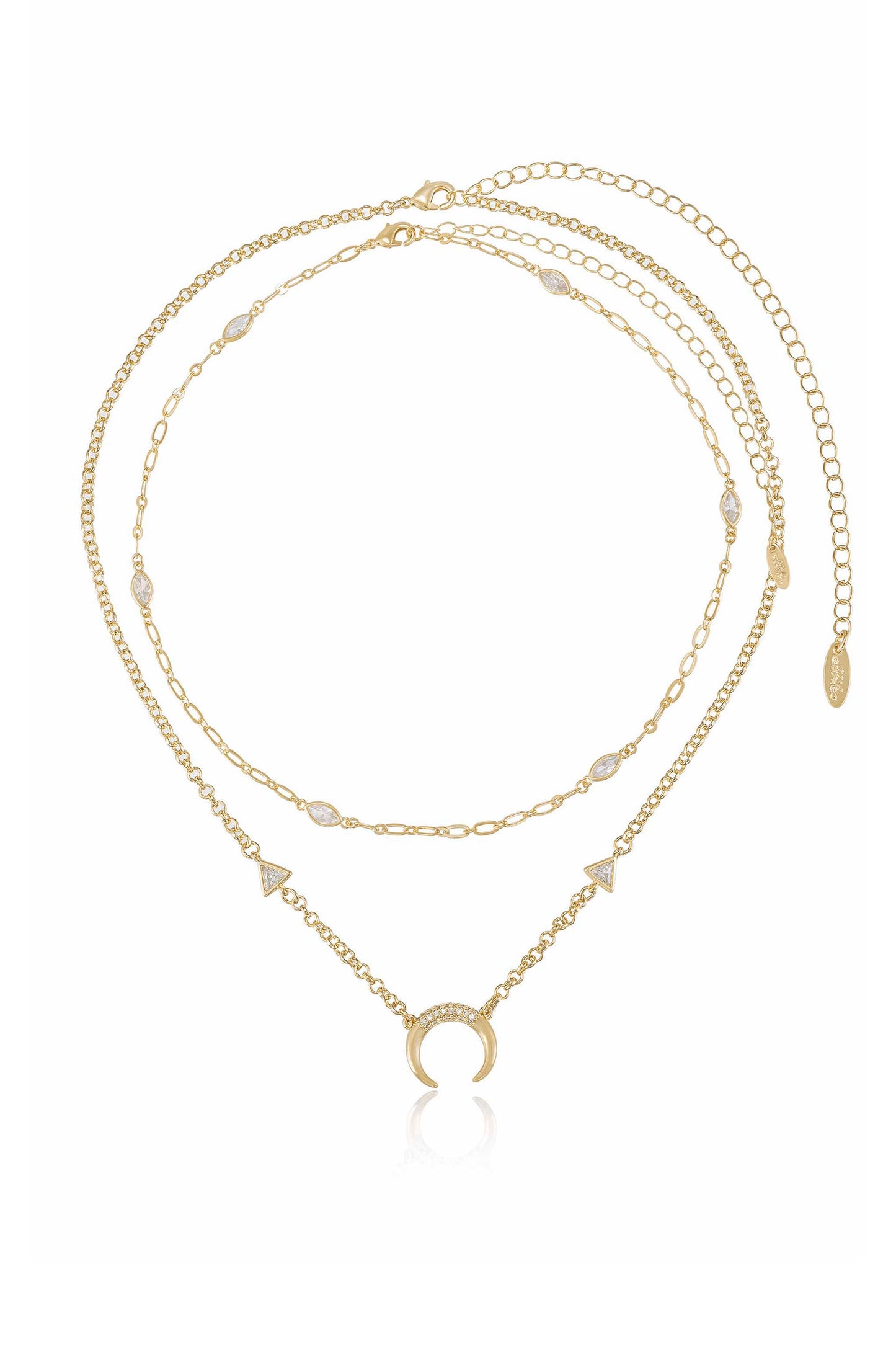 Mesmerize Me Crescent Horn 18k Gold Plated Layered Necklace Set full