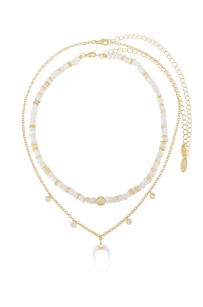 Make Waves Layered 18k Gold Plated Crystal Necklace Set full