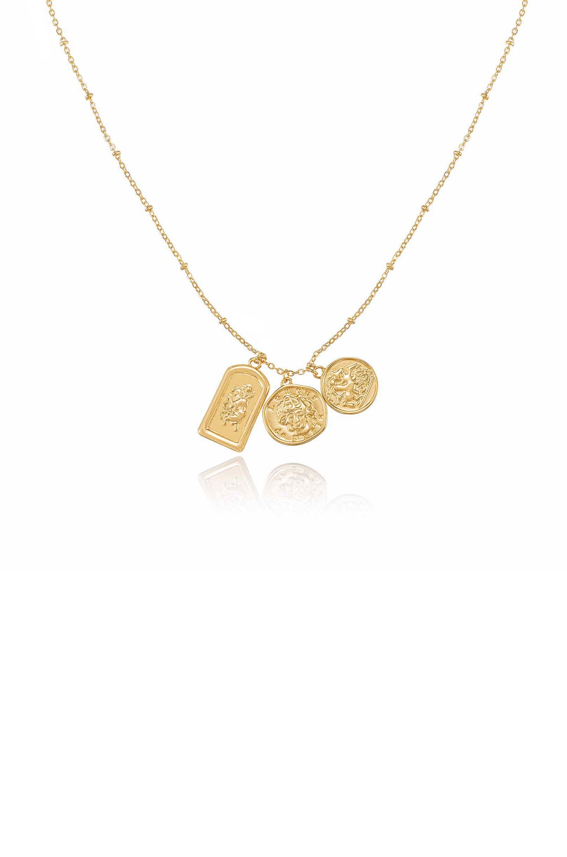 Coin Charms Talisman 18k Gold Plated Necklace