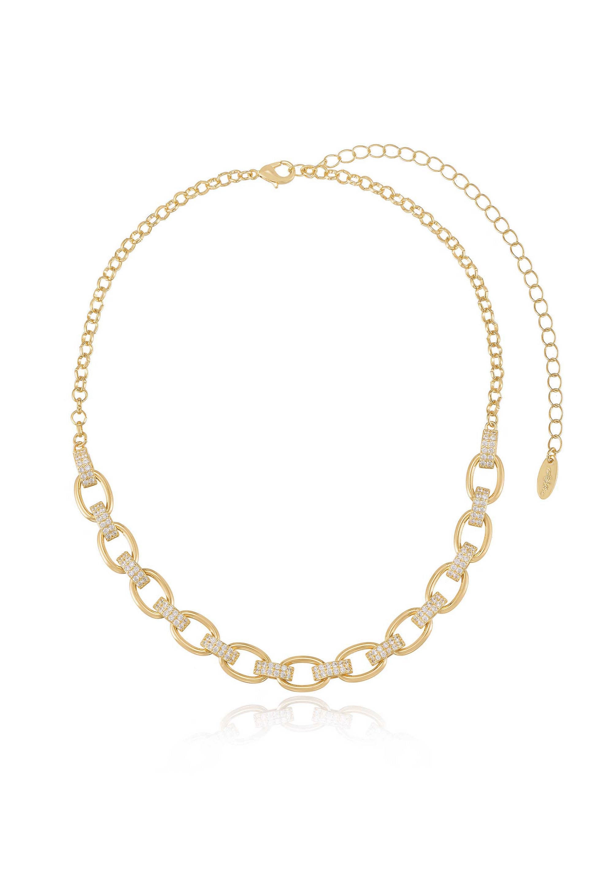 Empowered Crystal & 18k Gold Plated Chain Link Necklace full