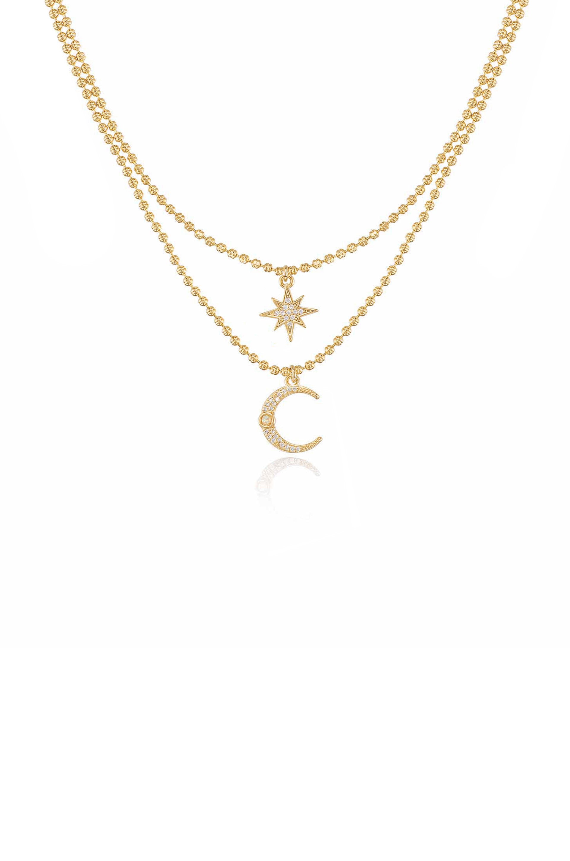 Sterling Silver Moon and Star Pendant Necklace – Carrie Elizabeth