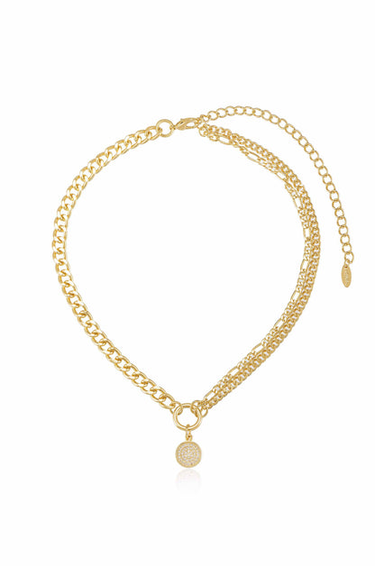 Three Chains 18k Gold Plated Necklace full