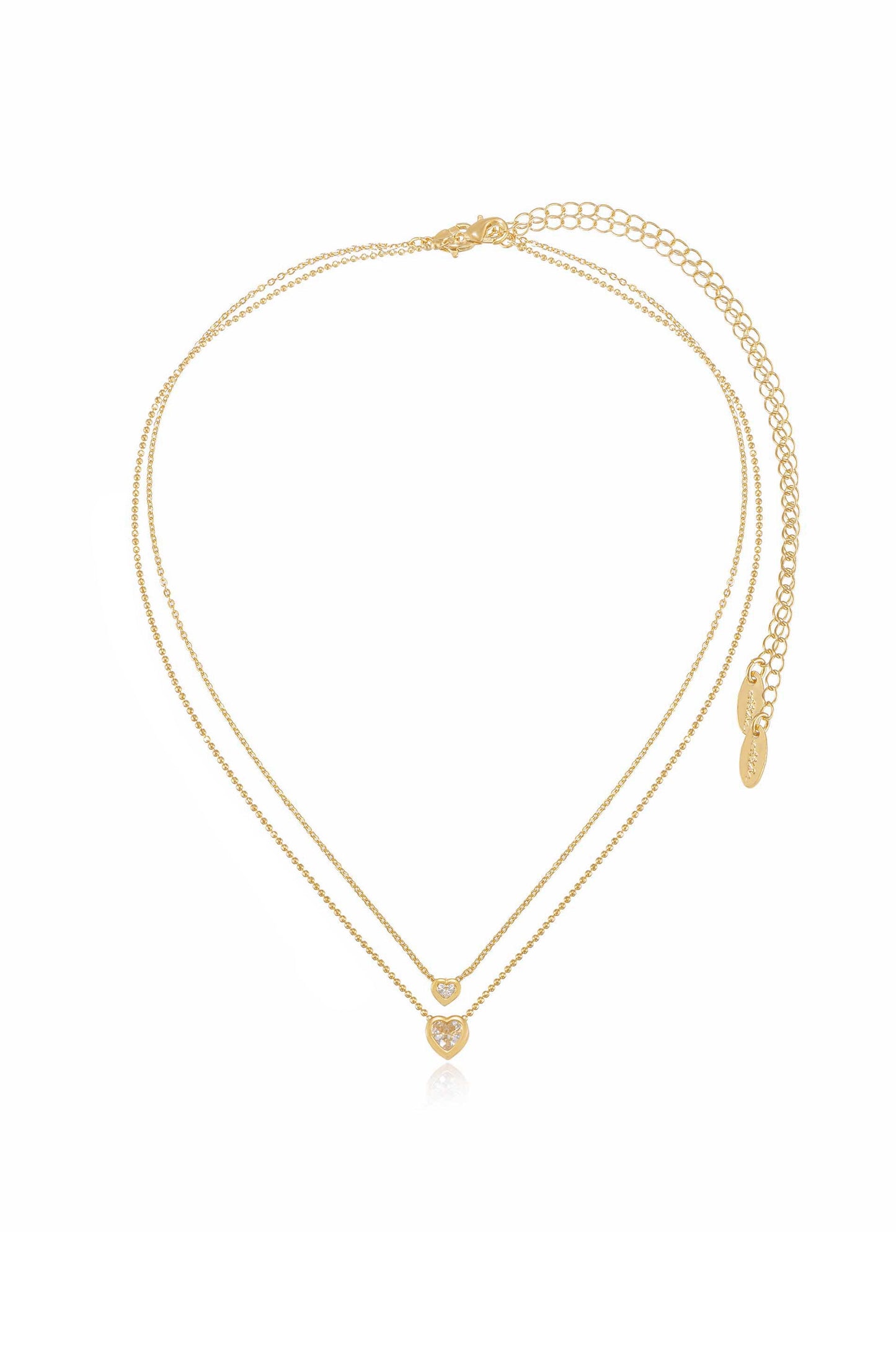 Simple Kind of Life Dainty 18k Gold Plated Chain and Crystal Layered Necklace Set full