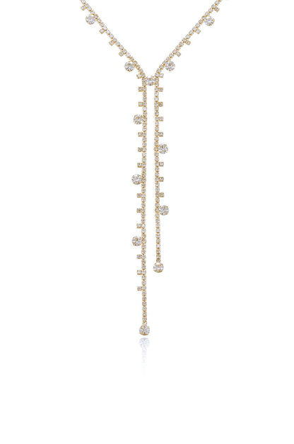 Delicate Crystal 18k Gold Plated Lariat