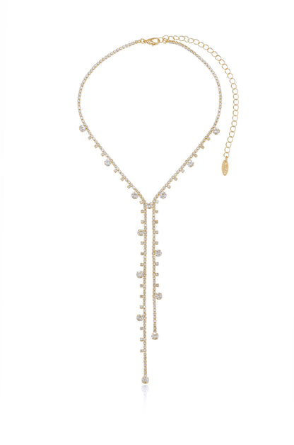 Delicate Crystal 18k Gold Plated Lariat full