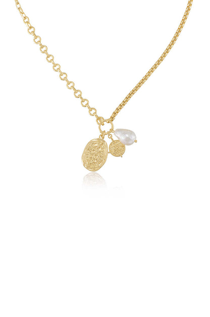 Freshwater Pearl Treasures 18k Gold Plated Charm Necklace