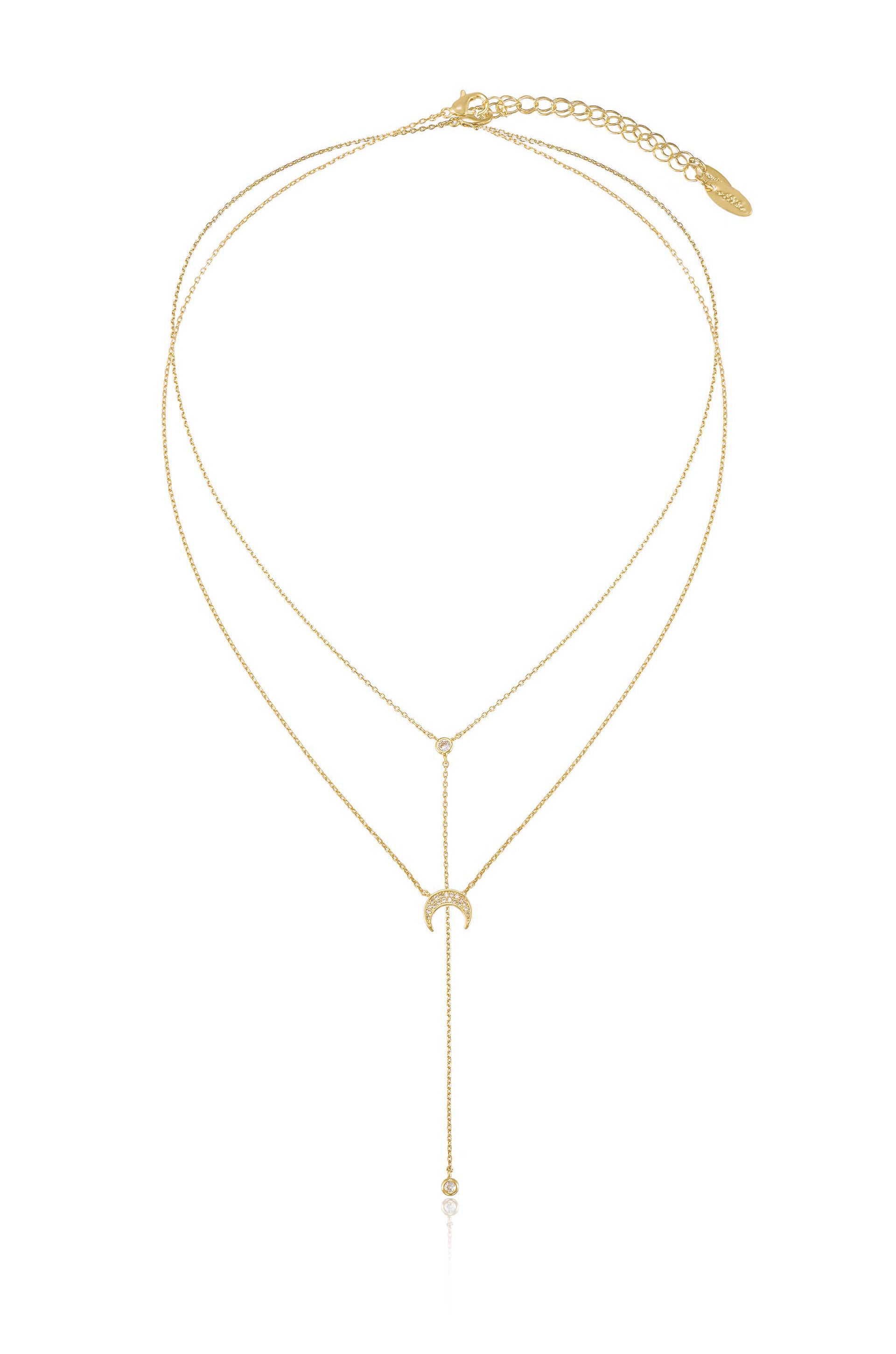 Dainty Layered Crescent Moon Necklace Set
