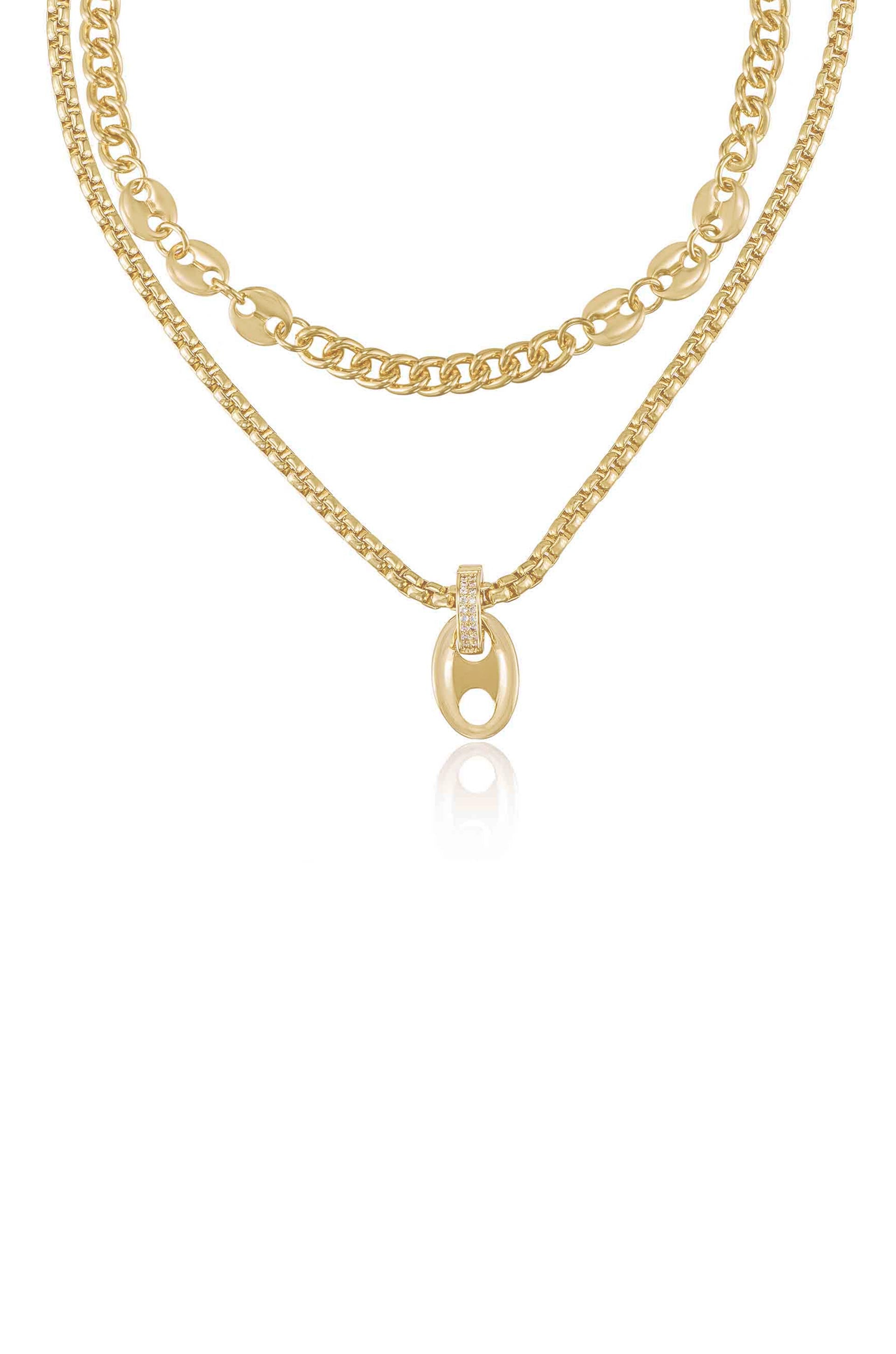Modern Golden Girl 18k Gold Plated Necklace Set