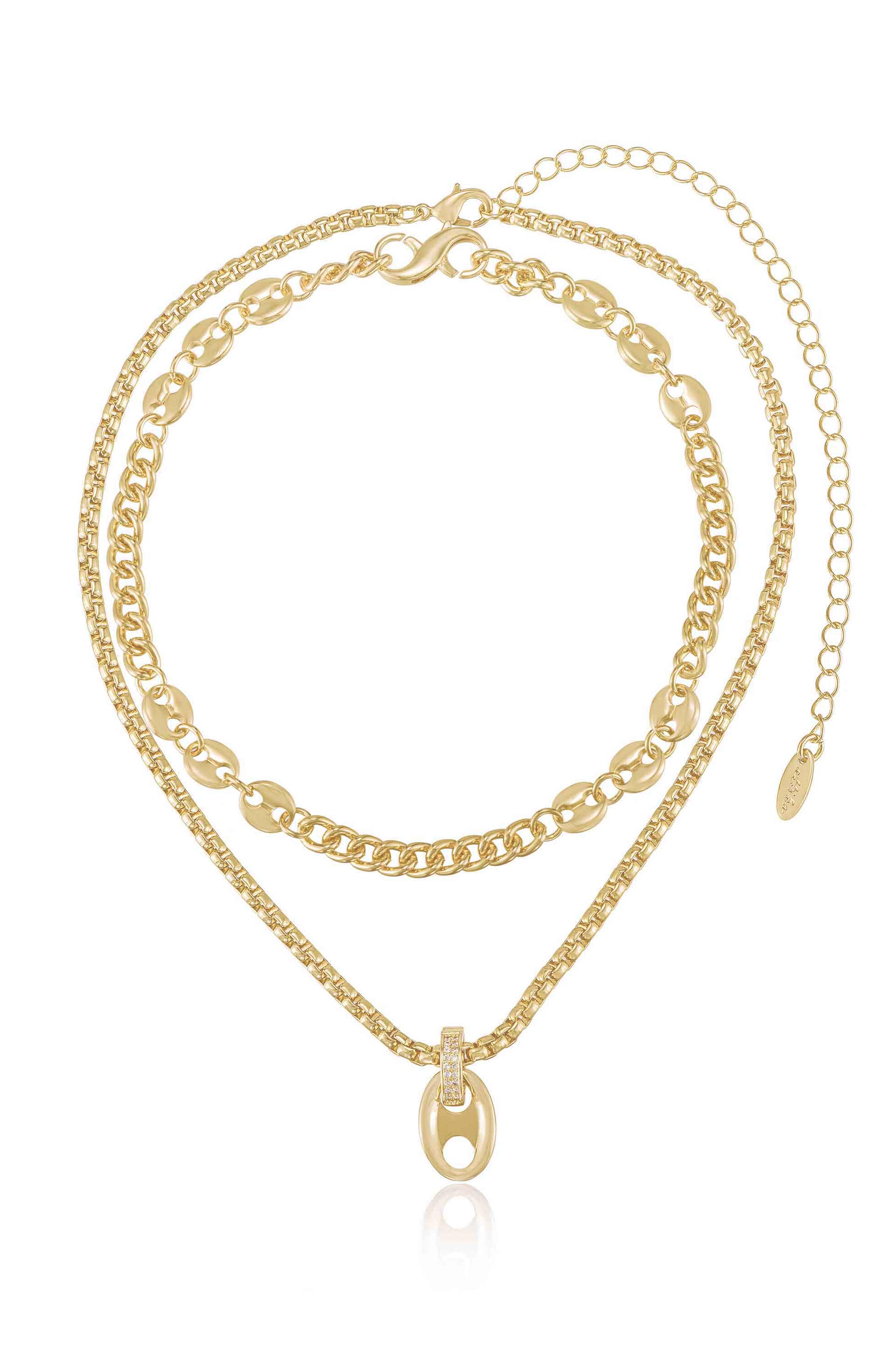 Modern Golden Girl 18k Gold Plated Necklace Set full