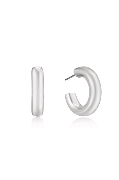 Thick Classic Hoops in small in rhodium