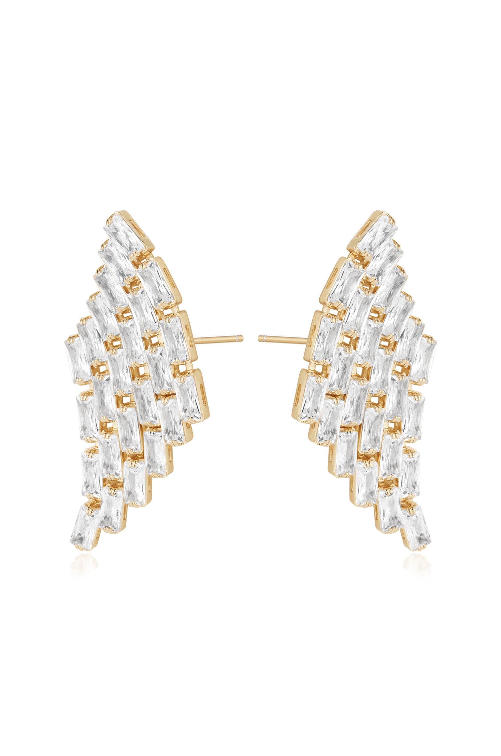 Angel Wing 18k Gold Plated Crystal Earrings side