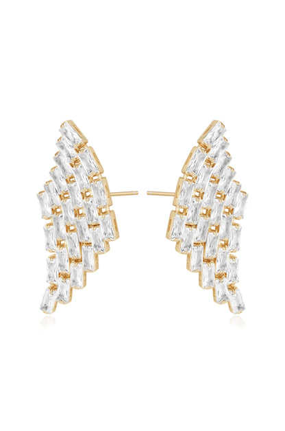 Angel Wing 18k Gold Plated Crystal Earrings side