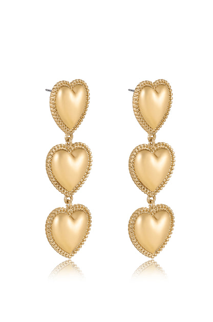 Golden Love Drop 18k Gold Plated Dangle Earrings side