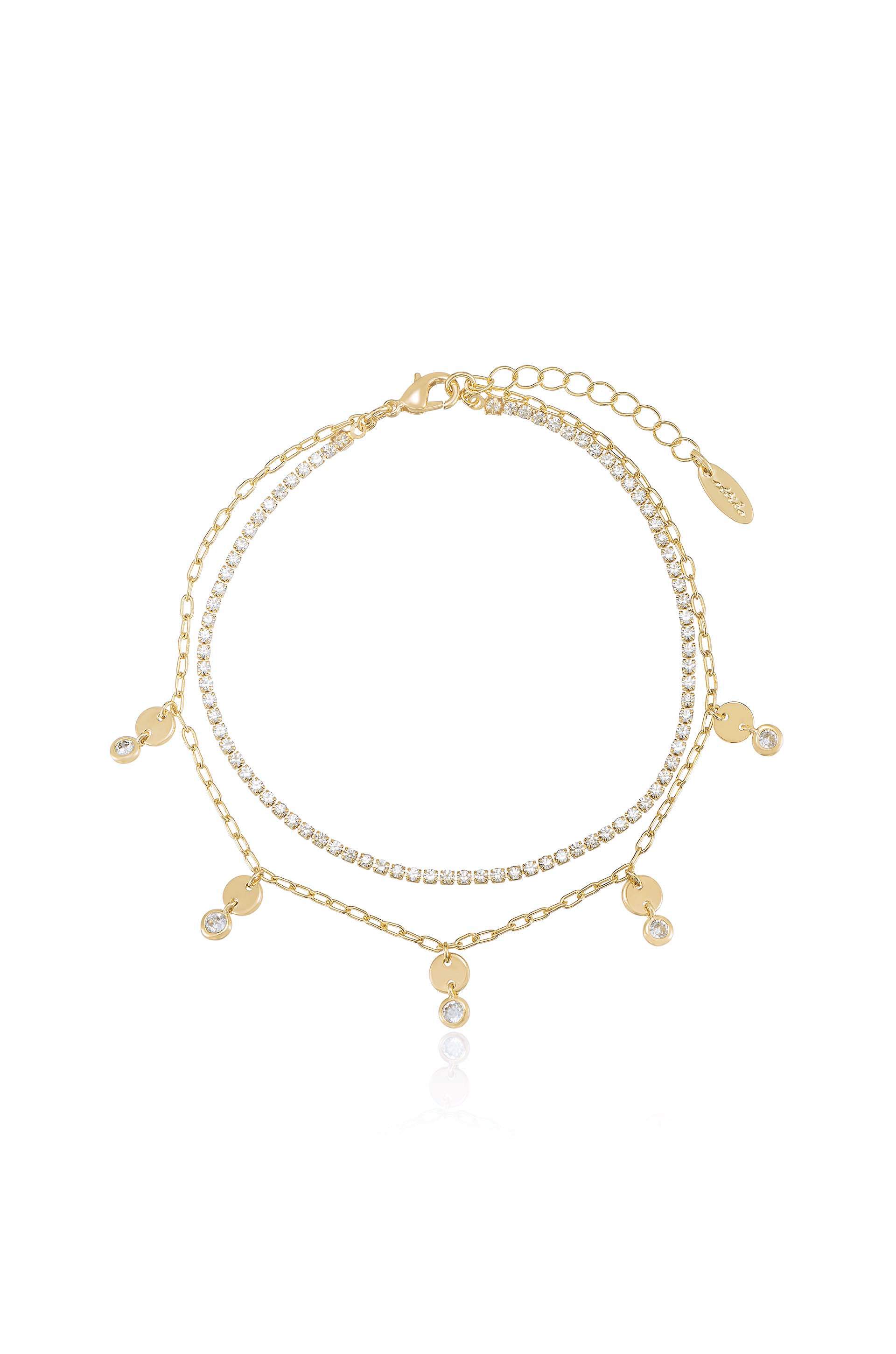 Giovanna Layered Crystal 18k Gold Plated Anklet