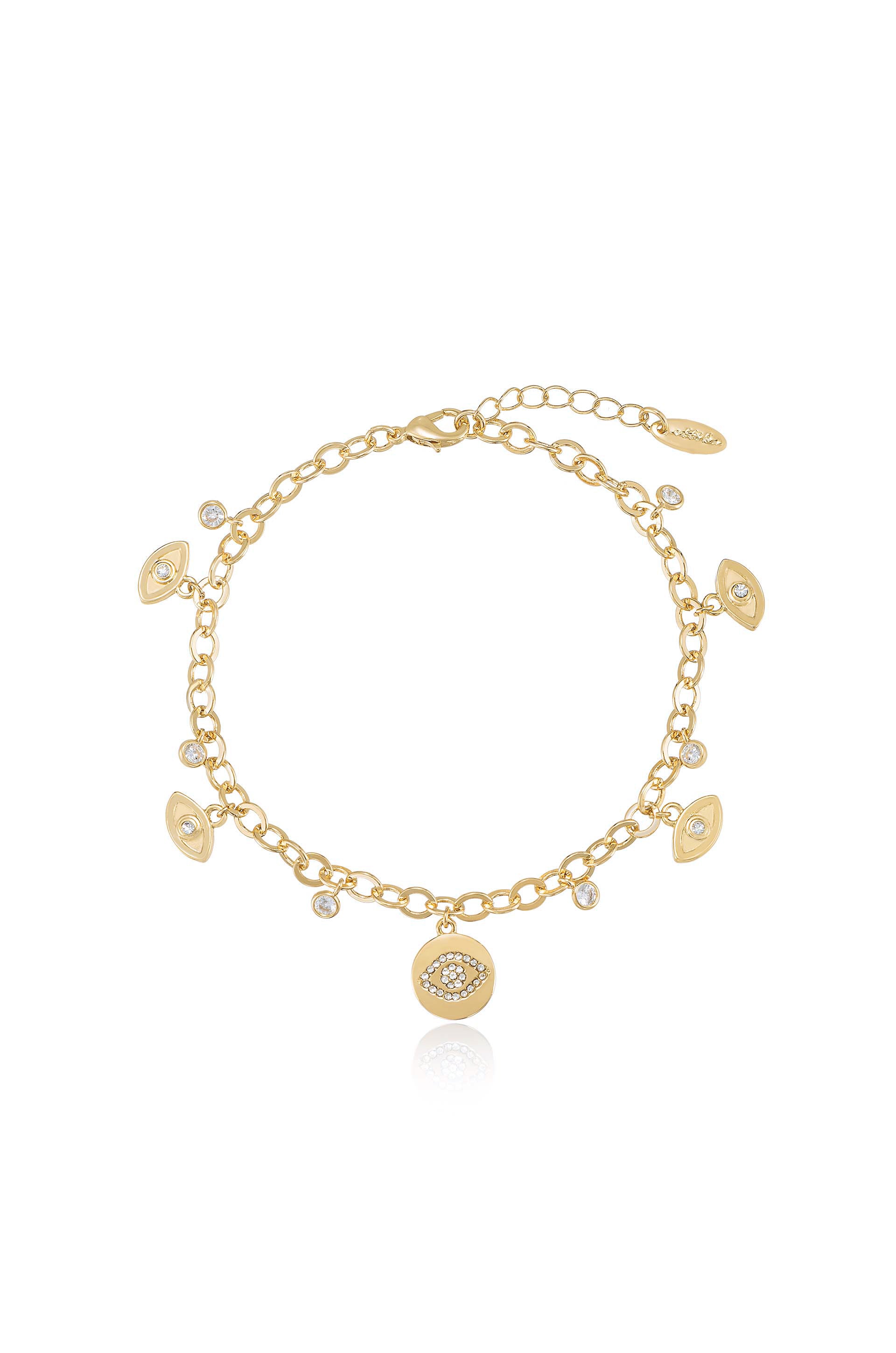 Third Eye Crystal Charm 18k Gold Plated Anklet