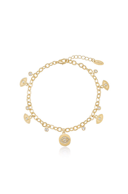 Third Eye Crystal Charm 18k Gold Plated Anklet