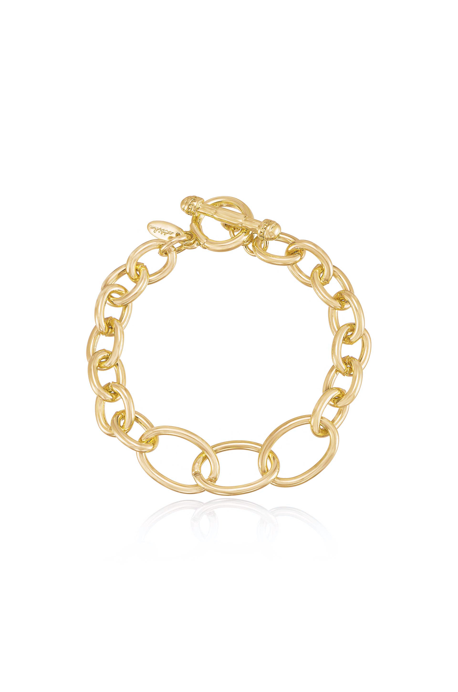 Simple Chain Link 18k Gold Plated Bracelet with Toggle