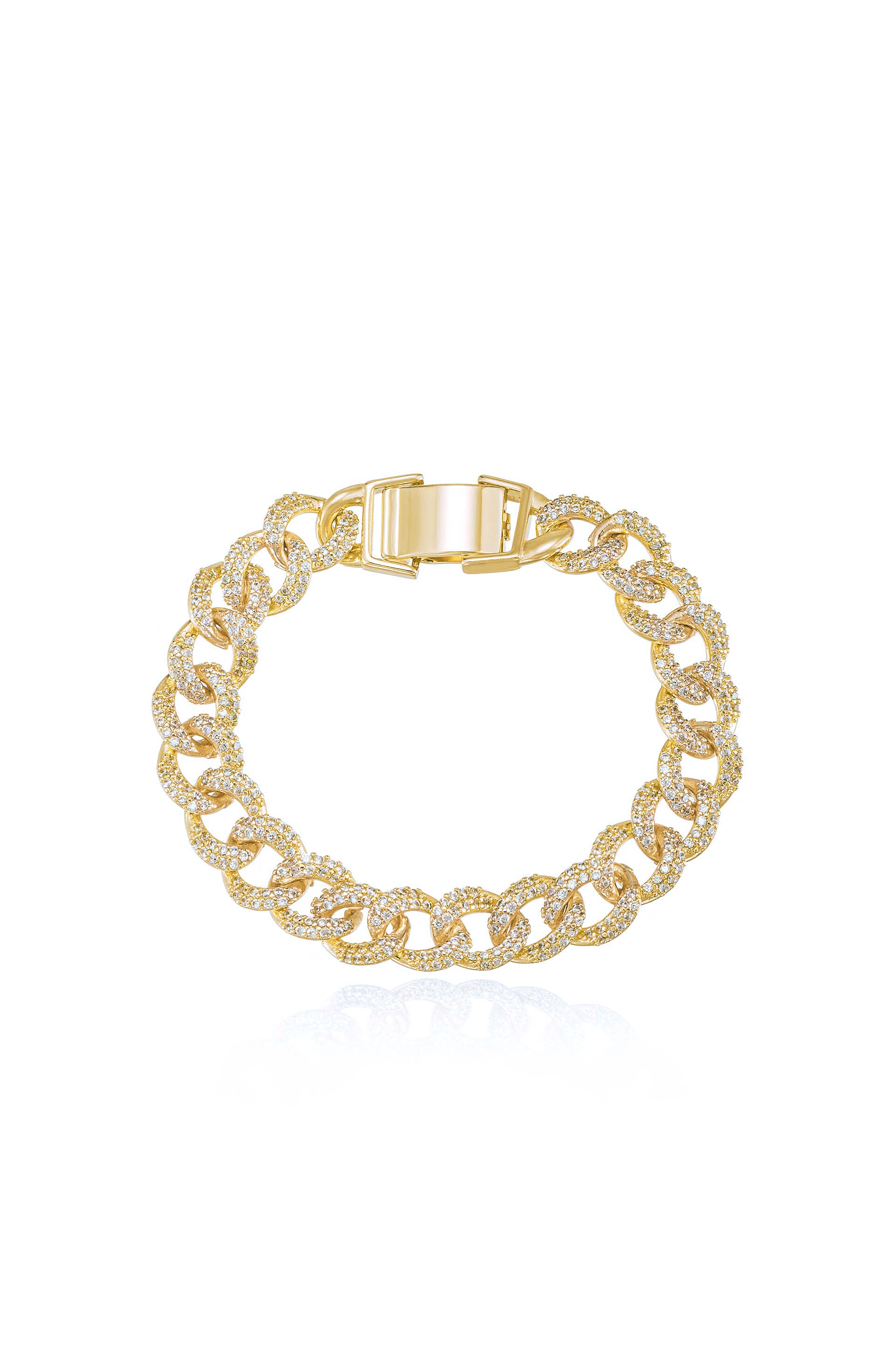 Embellished Pave Chain 18k Gold Plated Bracelet