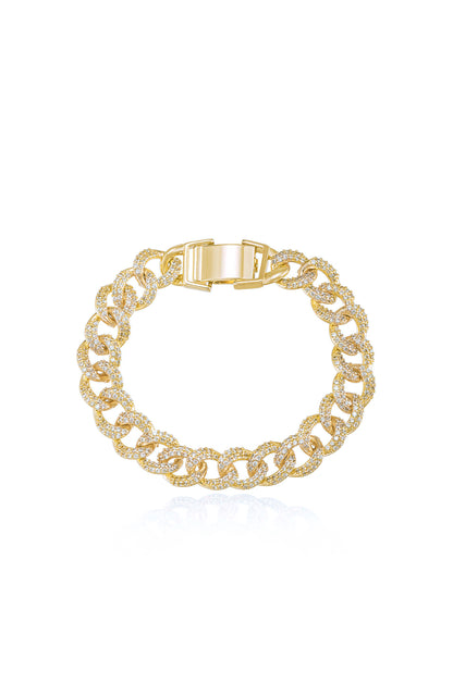 Embellished Pave Chain 18k Gold Plated Bracelet