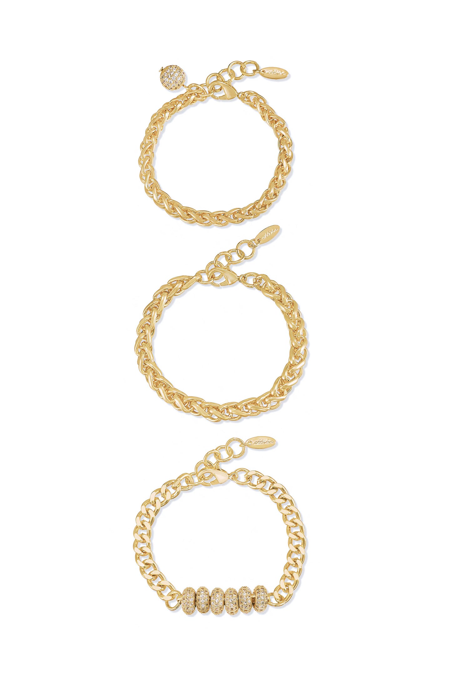 Linked Chain Trio 18k Gold Plated Bracelet Set