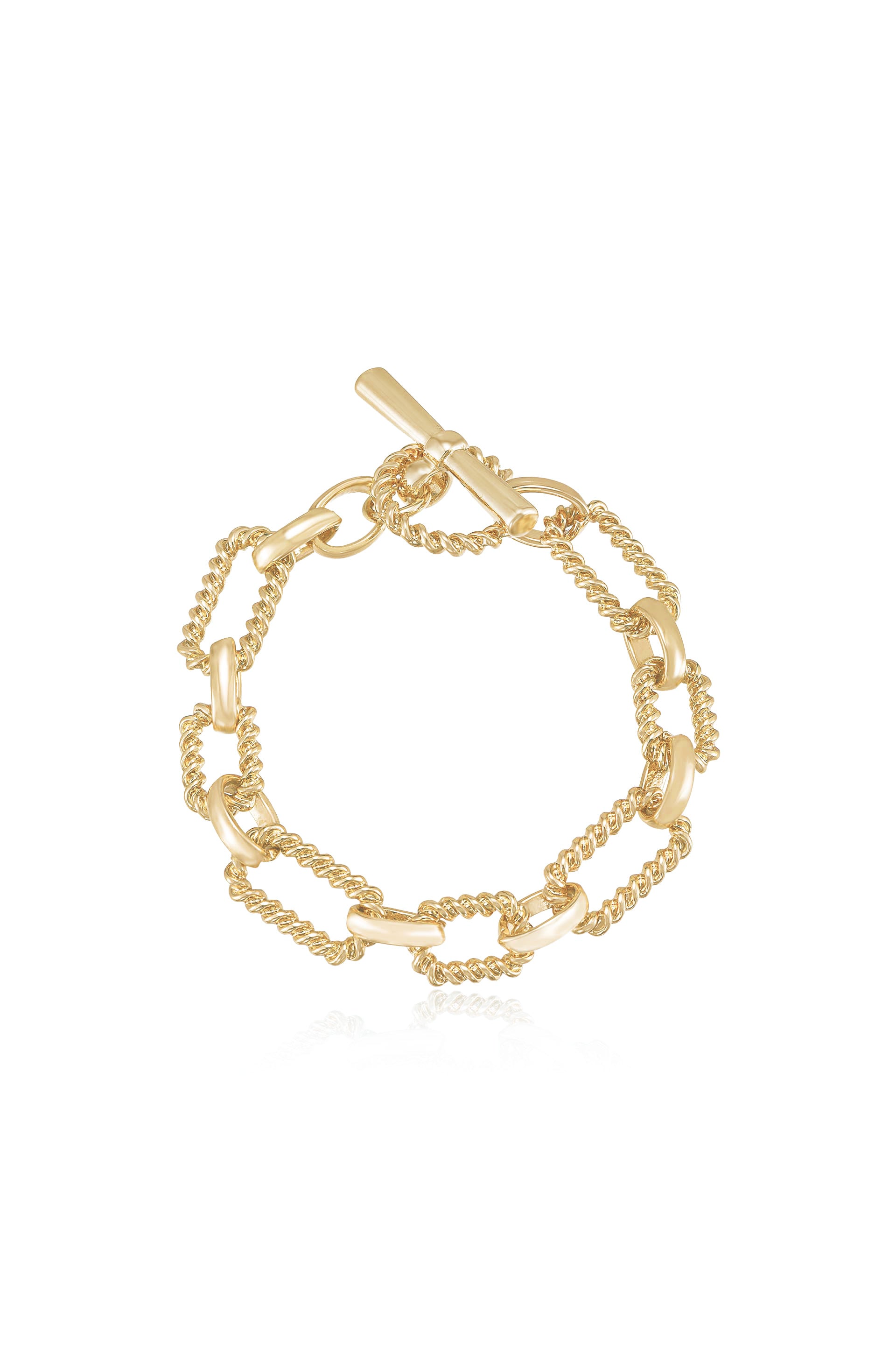 18k Gold Plated Rope Chain Toggle Bracelet