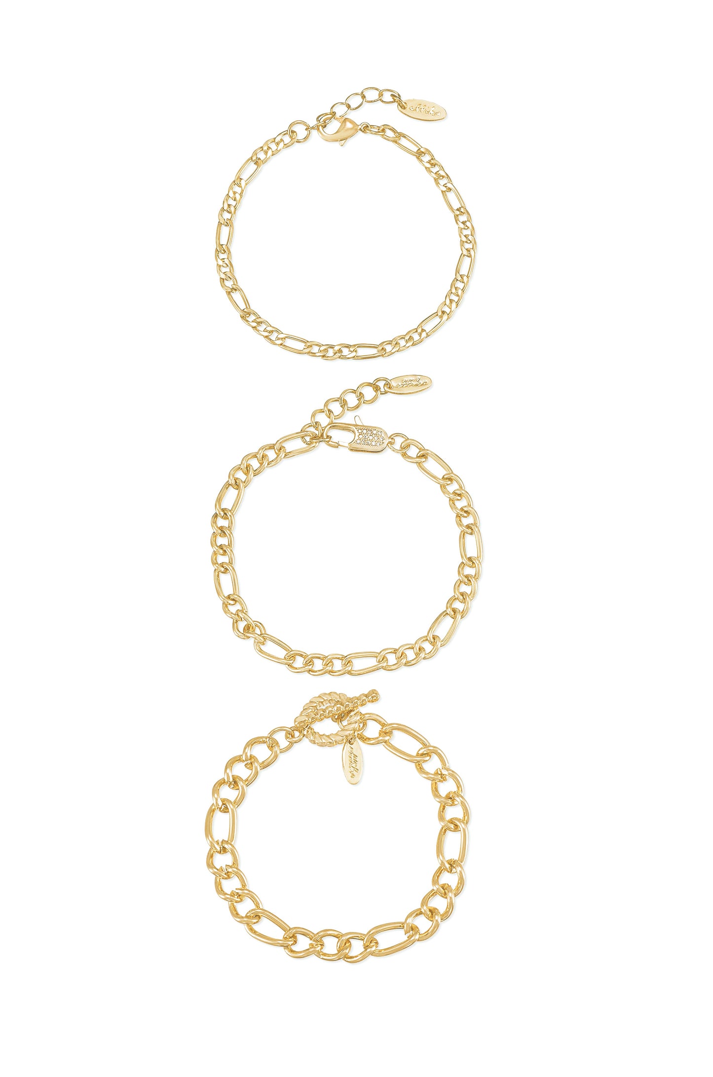 Linked Up 18k Gold Plated Chain Bracelet Set