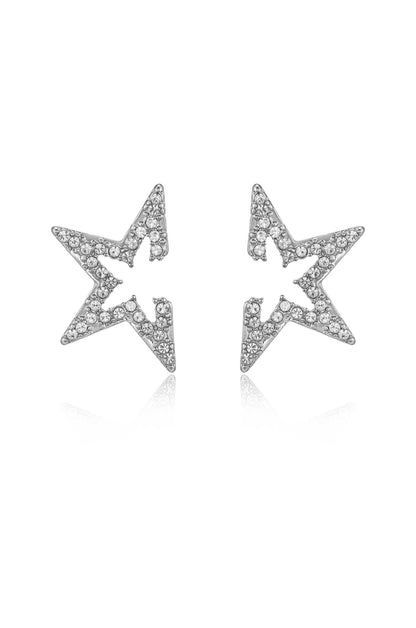 Star Light Crystal Statement Stud 18k Gold Plated Earrings in rhdoium