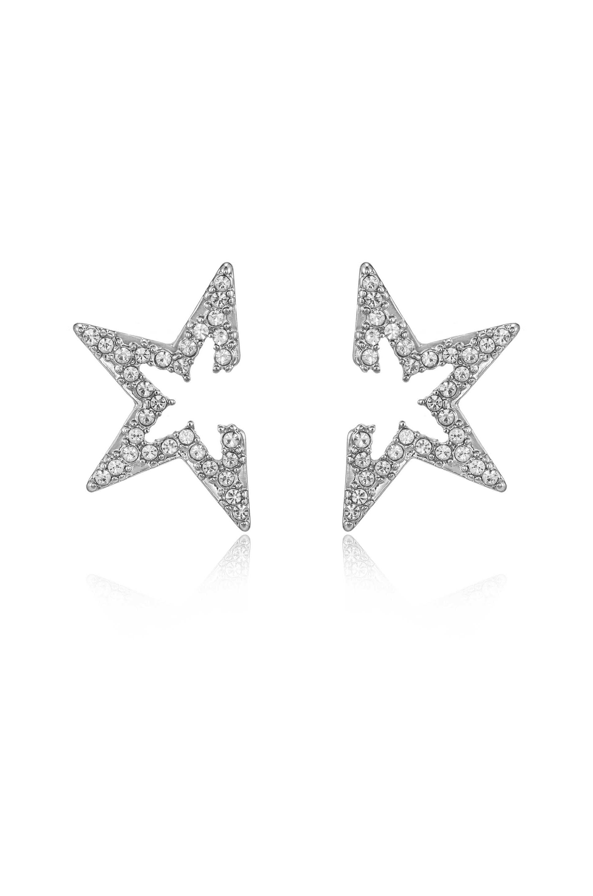 Star Light Crystal Statement Stud 18k Gold Plated Earrings in rhdoium