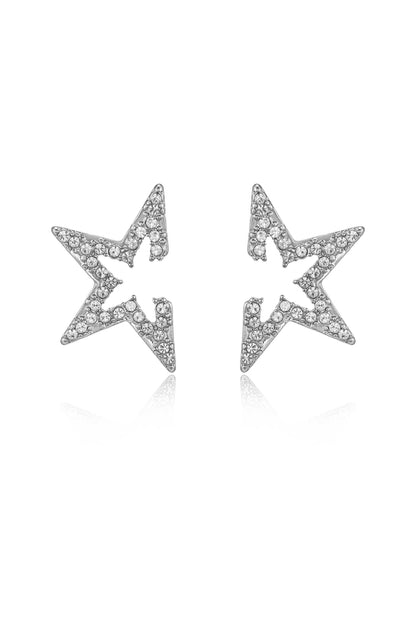 Star Light Crystal Statement Stud 18k Gold Plated Earrings in rhdoium
