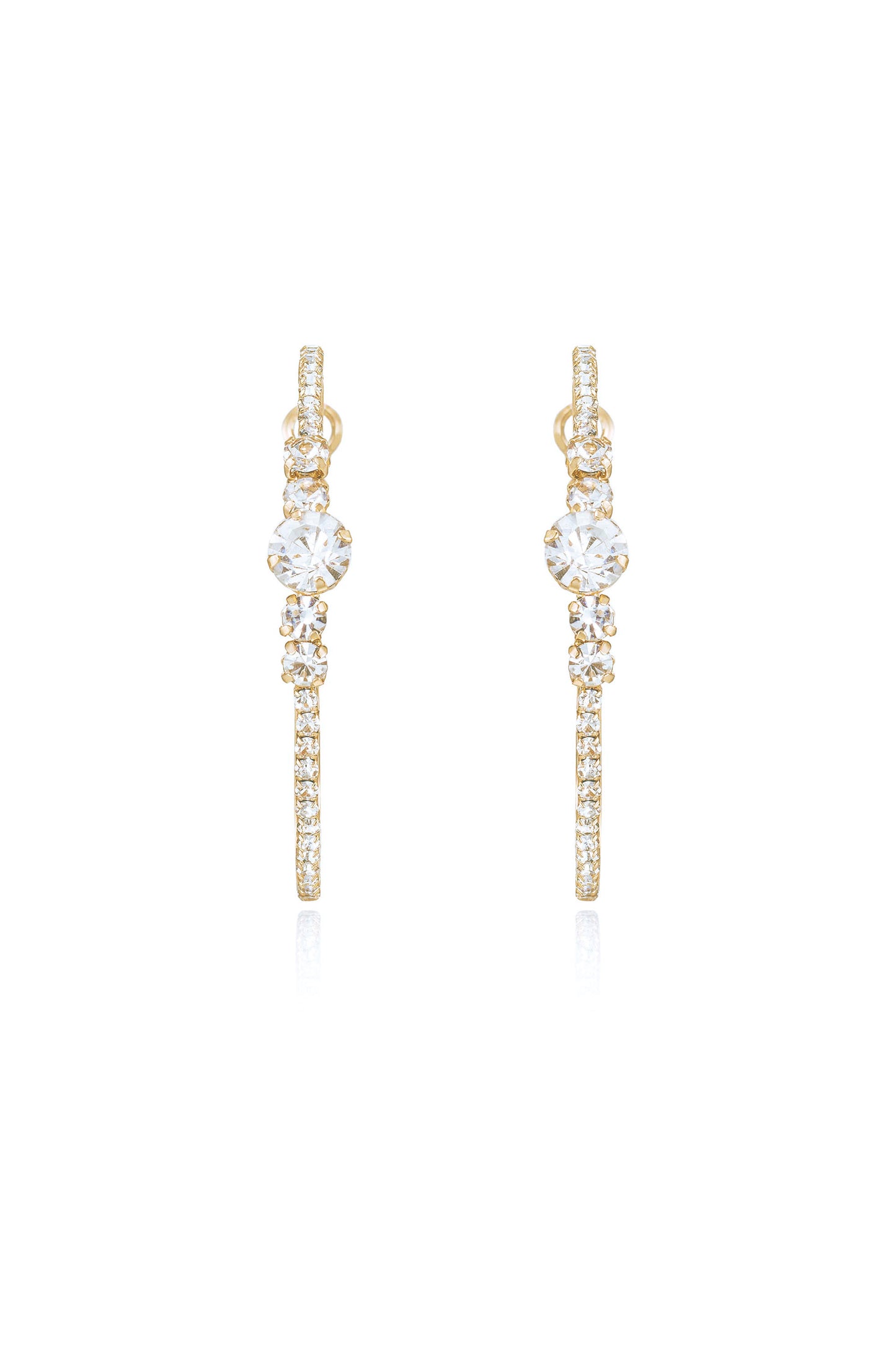 Hollywood Forever Crystal 18k Gold Plated Hoop Earrings in gold front