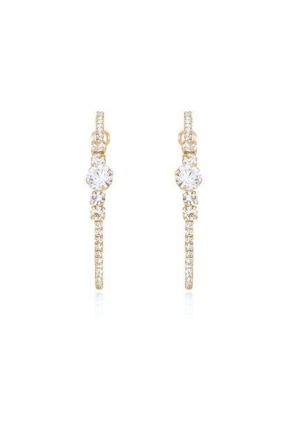 Hollywood Forever Crystal 18k Gold Plated Hoop Earrings in gold front