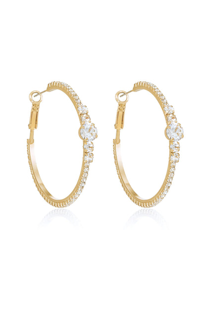 Hollywood Forever Crystal 18k Gold Plated Hoop Earrings in gold side