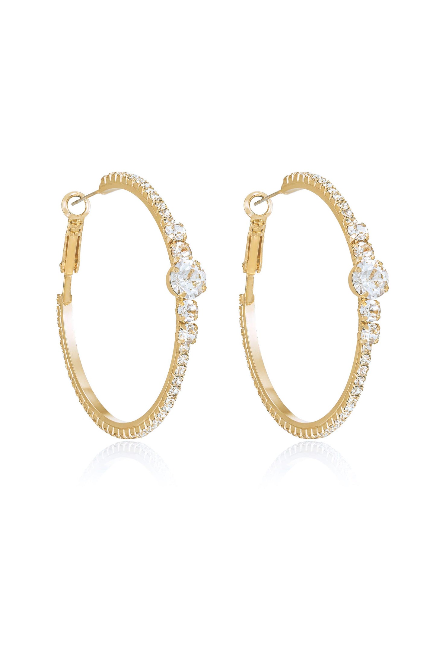 Hollywood Forever Crystal Hoop Earrings in gold side