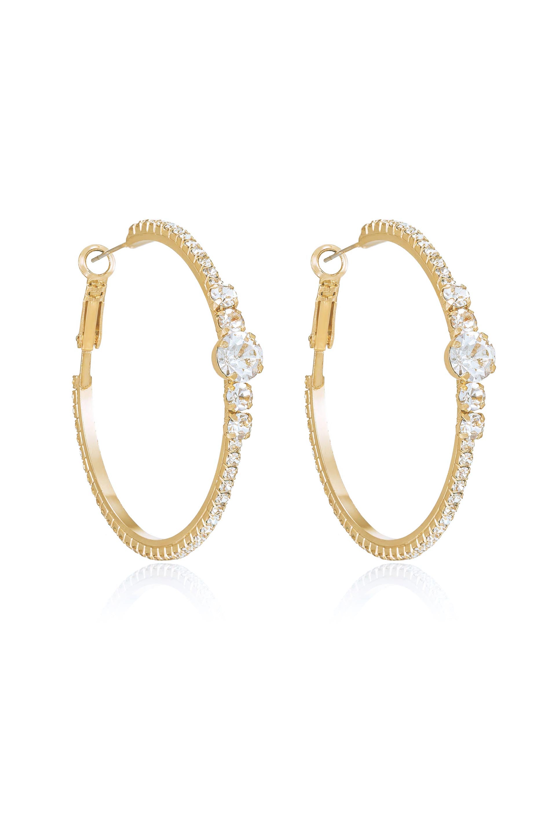 Hollywood Forever Crystal Hoop Earrings in gold side