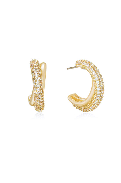 Crystal Intertwined Small Hoop Earrings in gold