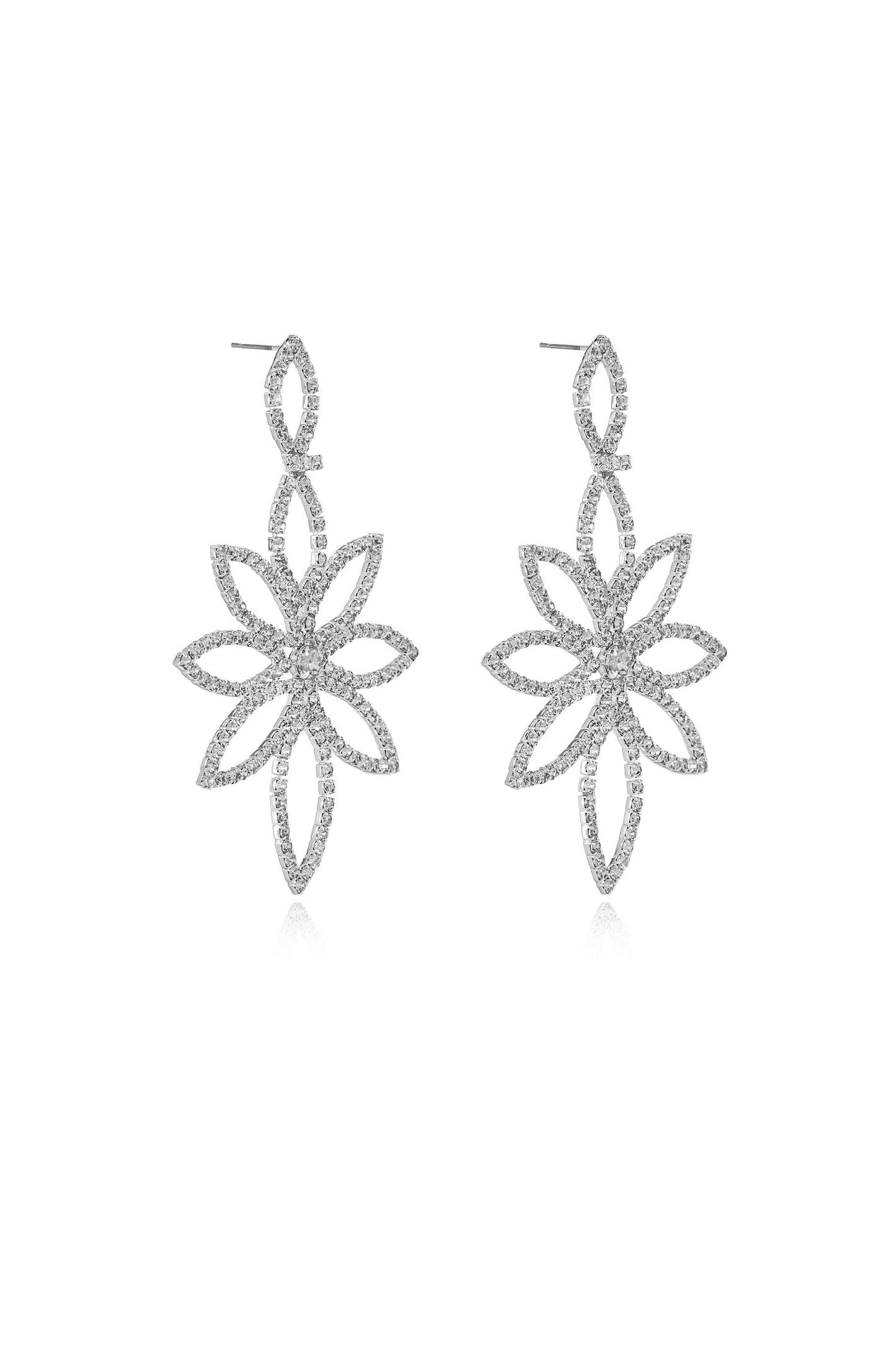 Crystal Bouquet Silver Plated Earrings side