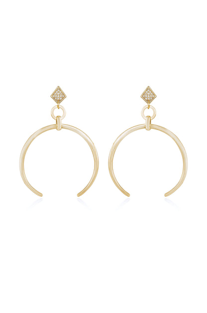 Gold Crescent Drop 18k Gold Plated Earrings