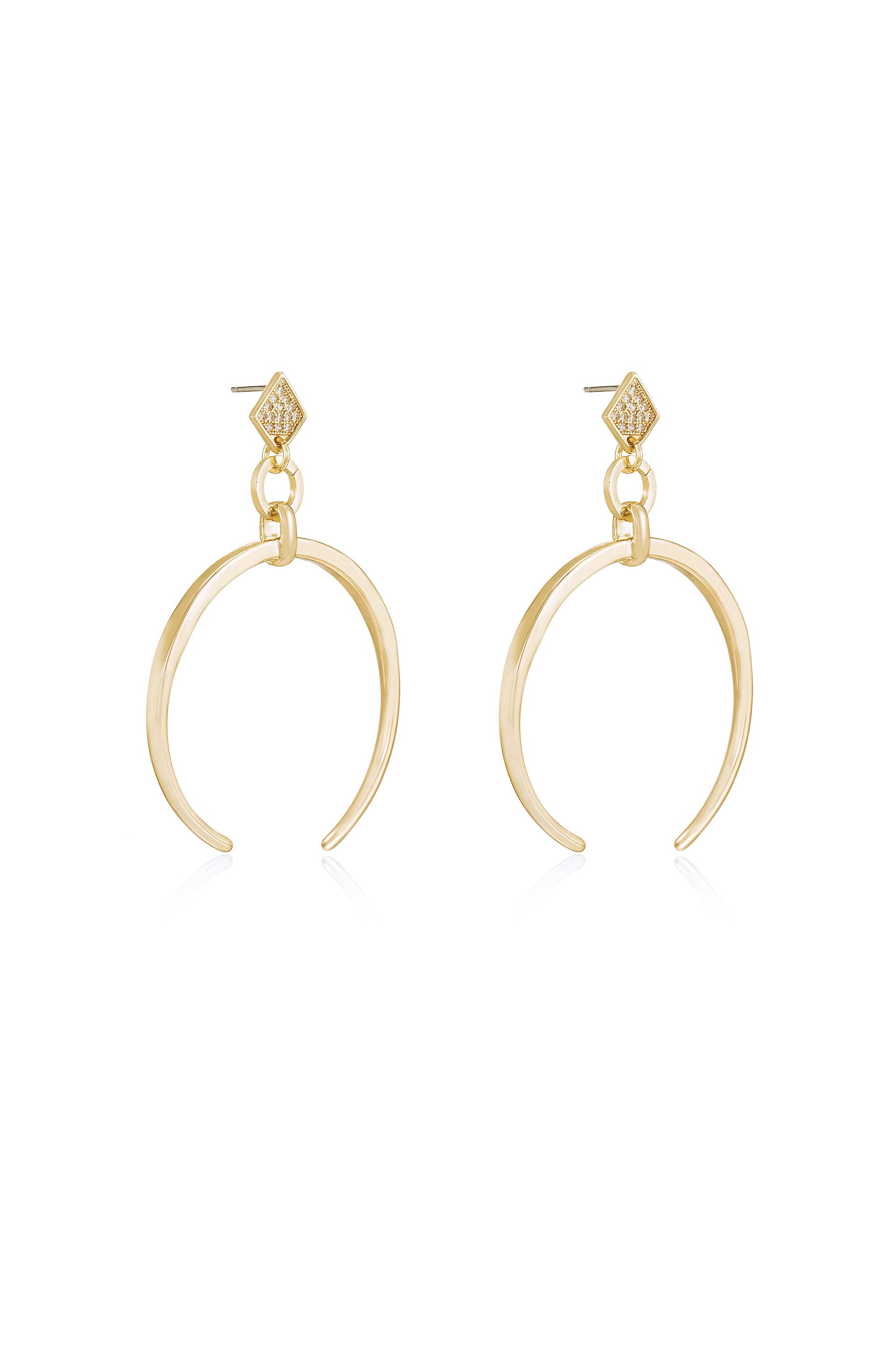 Gold Crescent Drop 18k Gold Plated Earrings side