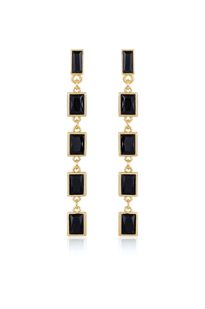Cleo Crystal Drop 18k Gold Plated Earrings black front