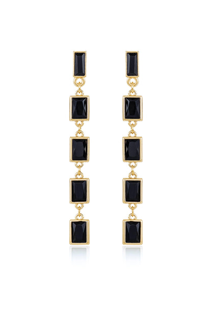 Cleo Crystal Drop 18k Gold Plated Earrings black front