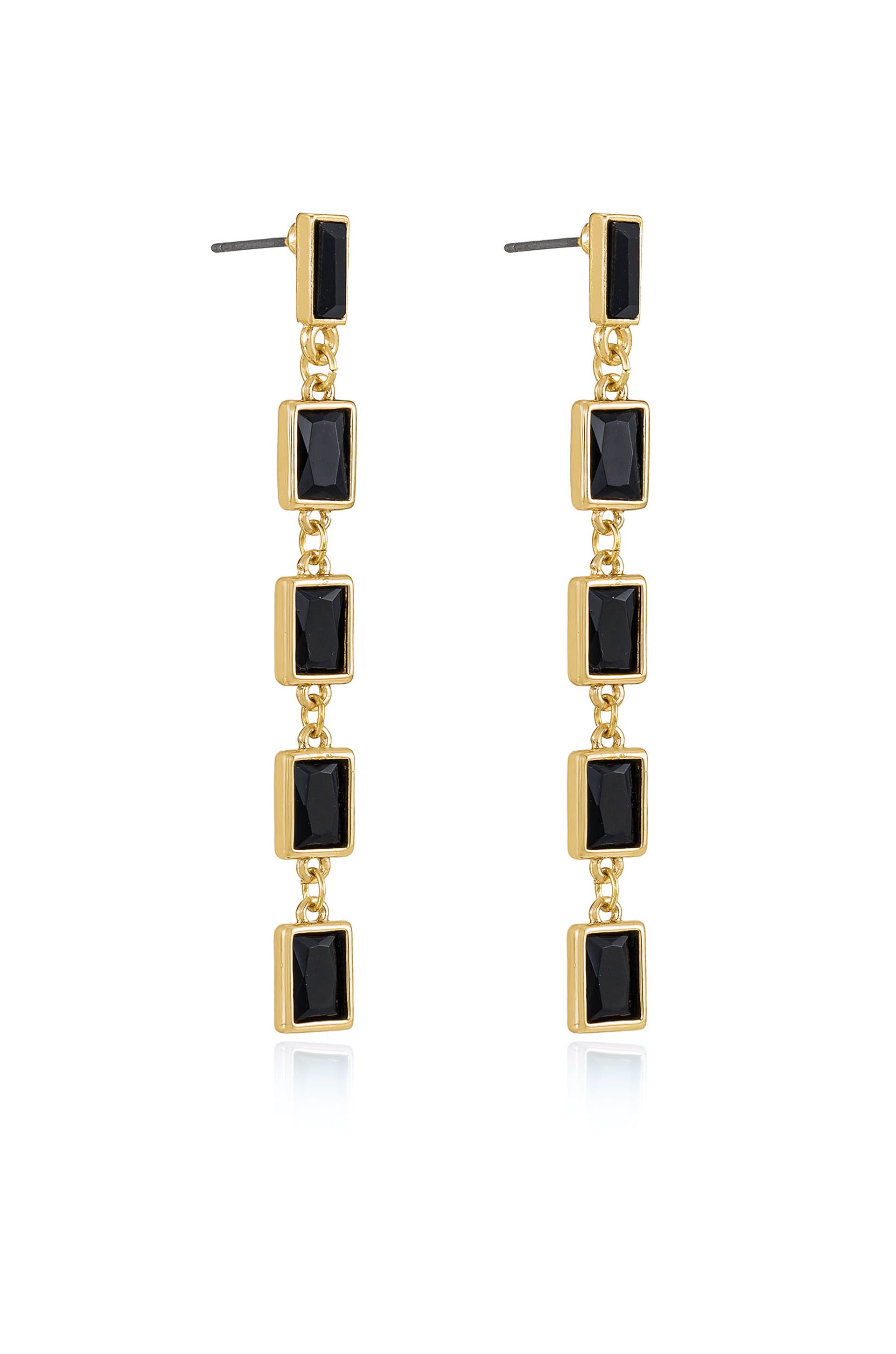 Cleo Crystal Drop 18k Gold Plated Earrings side black