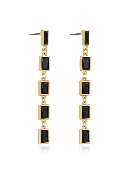 Cleo Crystal Drop 18k Gold Plated Earrings side black