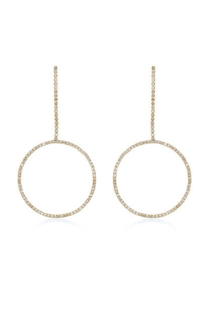 Crystal & 18k Gold Plated Linear Circle Drop Earrings