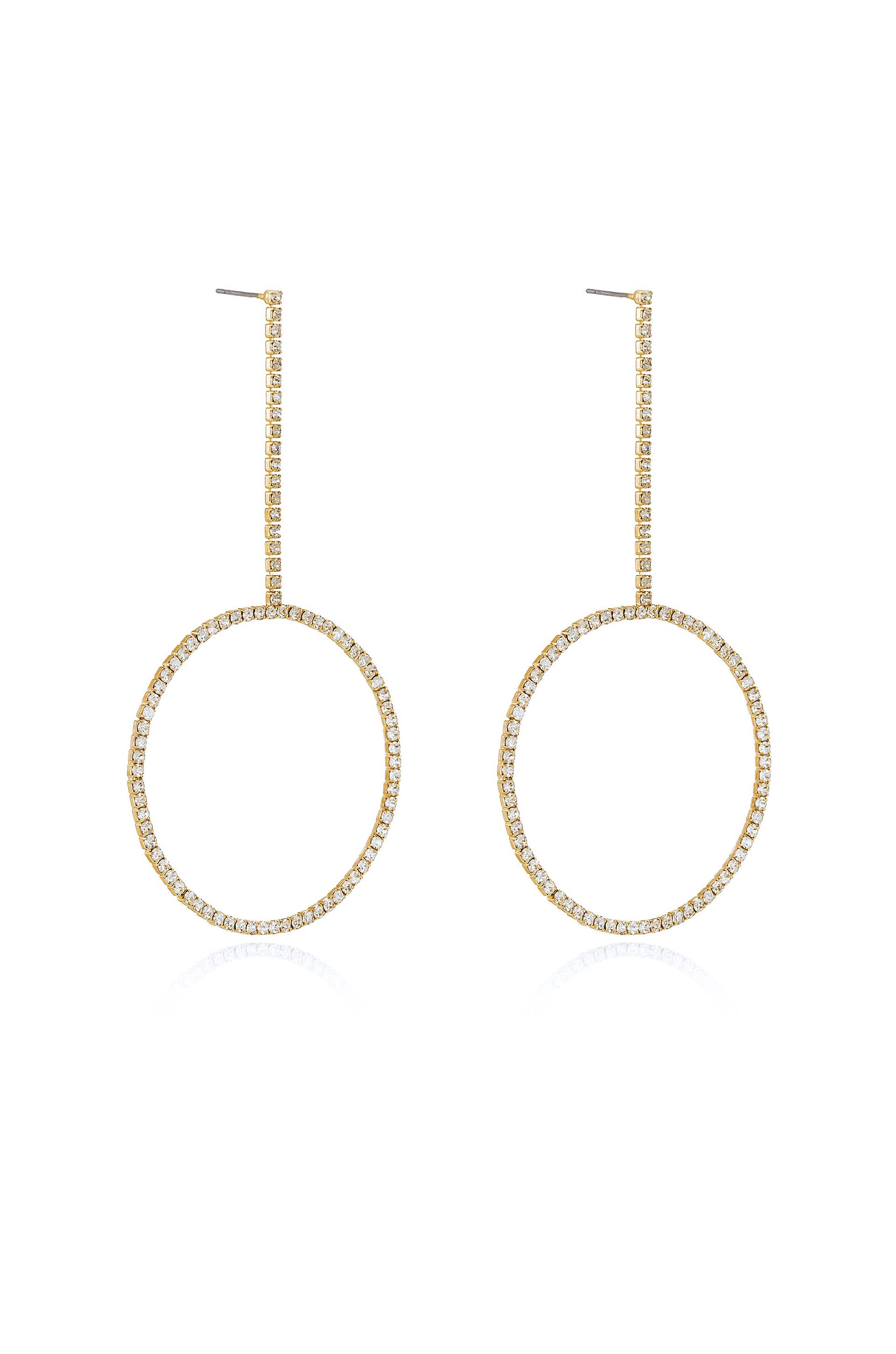 Crystal & 18k Gold Plated Linear Circle Drop Earrings side