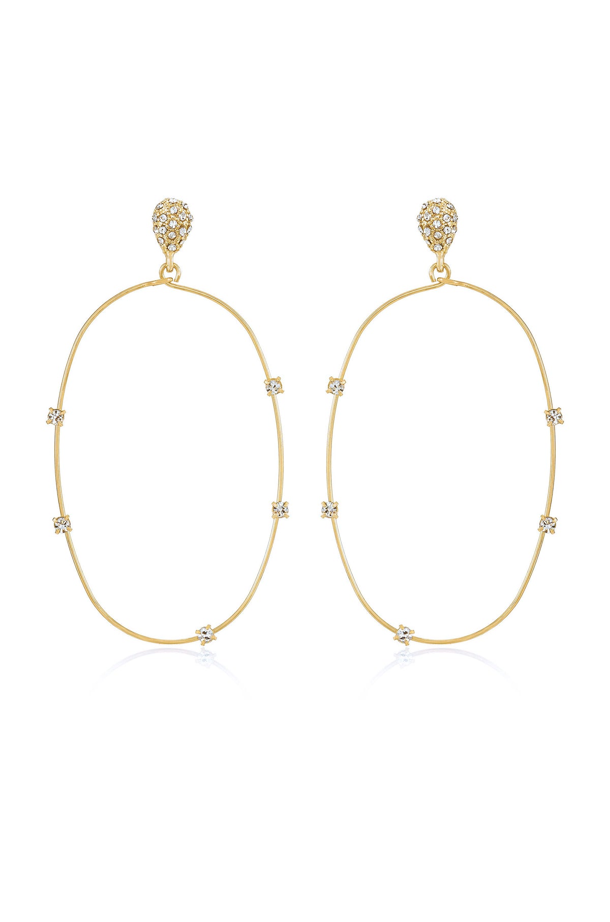 Delicate Crystal Large Oval Hoop Earrings