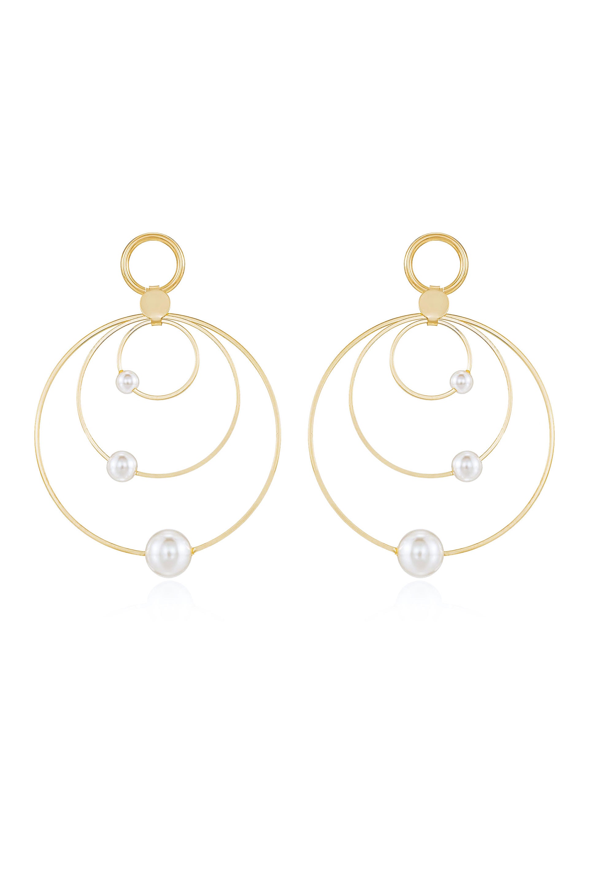 Statement Pearl & Multi Hoop 18k Gold Plated Earrings